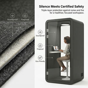 Cabina Modular Insonorizada para <span class=keywords><strong>Reuniones</strong></span> <span class=keywords><strong>de</strong></span> 4 Personas |   <span class=keywords><strong>Sala</strong></span> Acústica con Marco <span class=keywords><strong>de</strong></span> Aluminio Ignífugo para Colaboración Corporativa - Product Image 5