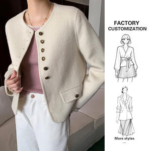 Custom 2025 Autumn Winter Women Tweed <strong>Jacket</strong> Cropped Wool Blend Coat Single Breasted Slim Fit Thick Full Sleeve Office Casual - Product Image 1