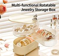 Boîte de rangement rotative anti-poussière en PET pour bijoux, organisateur portable pour accessoires féminins, utilisation sur coiffeuse ou bureau – En stock