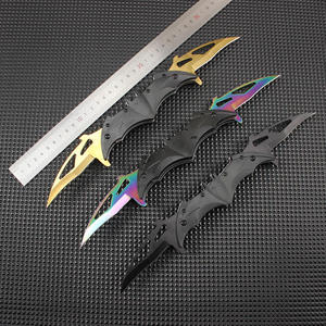 Cuchillo Plegable de Acero Inoxidable para Acampar, Estilo Batman, para Adultos, Color Titanio Dorado Arcoíris, EDC, OEM Fanstoon - Product Image 2
