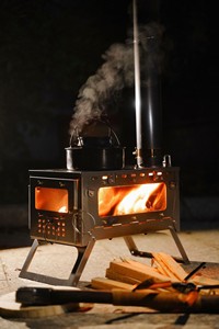 Réchaud à bois portable pliable en acier inoxydable à verre simple, capacité 10L, épaisseur 1mm, pour randonnée, tente, camping, avec sac rembourré - Product Image 5