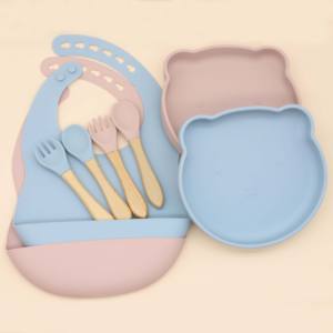 Vaisselle pour bébés, assiettes d'alimentation sans Bpa, motifs ours, dessin animé, Set de table pour bébés, ensemble de repas, cadeau pour enfants - Product Image 2