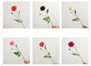 Venta al por mayor de fábrica: Dalia artificial de tacto real con 2 cabezas, 75 cm, suministro a granel para bodas, floristerías, decoración de hogar, jarrones y mesas. - Product Image 3