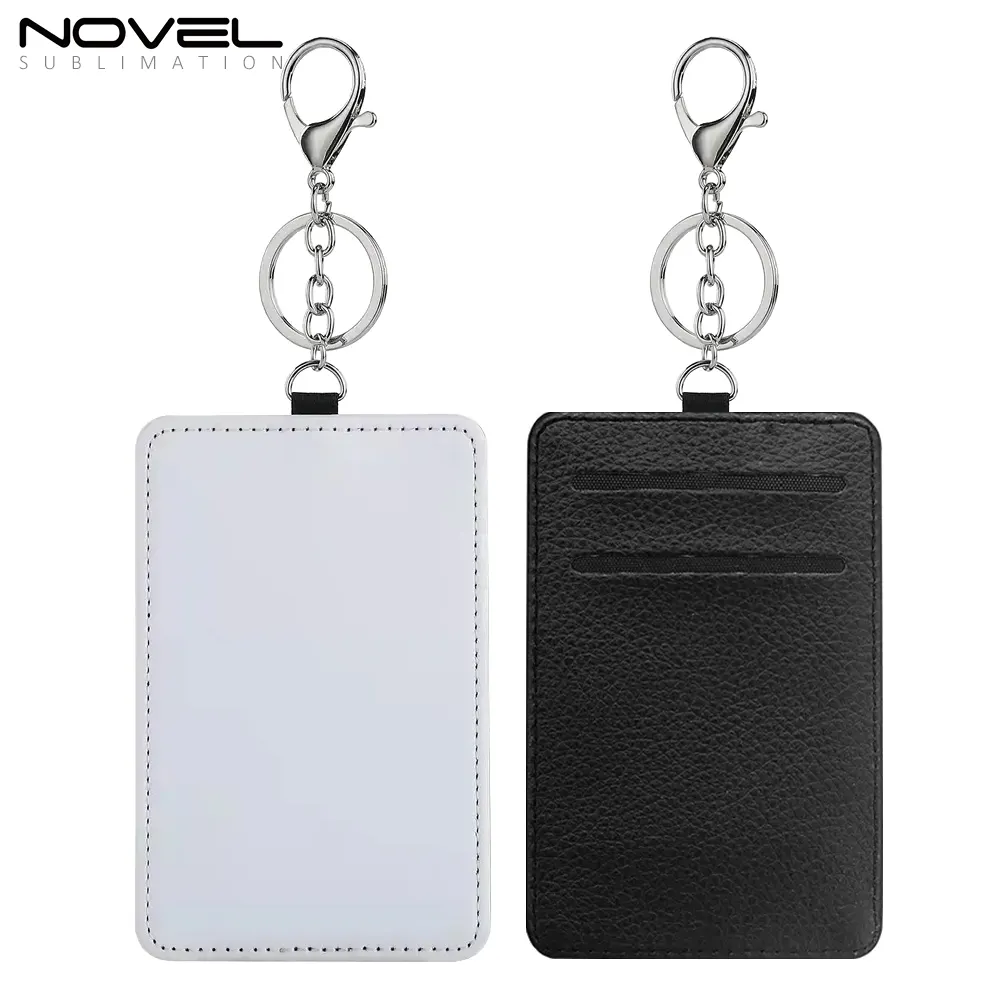 Tarjetero de cuero sintético para hombre y mujer, funda tipo billetera para tarjetas, insignia de identificación, sublimación