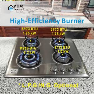60CM Four Burner Stainless Steel <strong>Gas</strong> Hob Stove Electric Portable Installation for Natural <strong>Gas</strong> Cooking Metal <strong>Knobs</strong> - Product Image 4