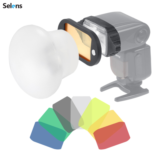 Selens Magnetic Silicone Dome Sphere Diffuser Flash Modifier Pack Filter Gel Kit with Grip Flash Mount for Camera Speedlight