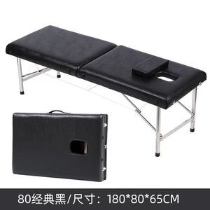 เตียงนวดพับได้สแตนเลสแบบพกพา 180 ซม. สีดำ สำหรับบำบัดความงามและสักลาย - Product Image 3