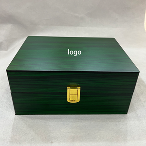 Boîte à montres en bois haut de gamme, 2 emplacements pour montres, intérieur en velours vert, logo personnalisé, boîte de rangement et de présentation de montres de luxe en bois, boîte cadeau - Product Image 6