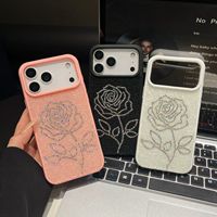 iPhone 17 16 15 Pro Max için Özelleştirilebilir Işıltılı Elmas Gül Telefon Kılıfı, iPhone 17 Pro için Moda Telefon Kılıfı