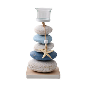 Stone Candle Holder Stack With Starfish Decor For Home Tabletop Decoration - Product Image 4