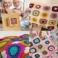 Planche carrée en bois de bambou pour le tricot, le crochet, les granny squares, le blocage du fil - Accessoire de couture simple et durable