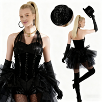 Vennystyle - Kits de costumes de danse jazz pour enfants, style halter foncé, multi-couches en maille, Spandex/Nylon
