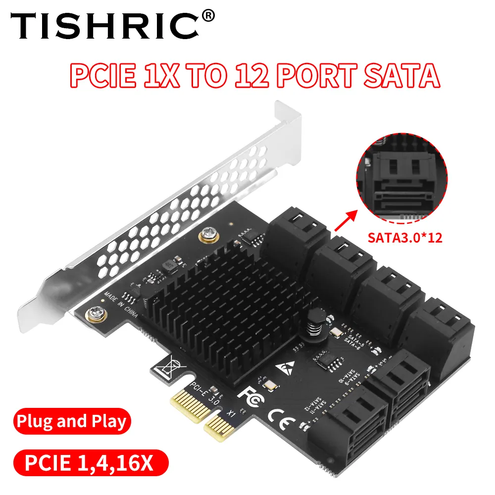 Tshric PCI-E 1x до 20 портов SATA 3,0 Express мультипликатор, плата расширения контроллера добавить 6 Гбит/с дополнительные карты в наличии!