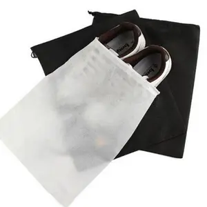 Recyclable travel foldable non woven fabric shoe dust drawstring bag
