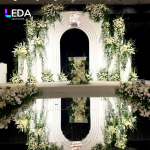 LEDA Modern White Acrylic Ripple Arch Wedding <b>Backdrop</b> with Customizable Size for Events and Stage Decorations - Product Image 1