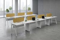 Poste de travail collaboratif avec structure partagée et plateau en MFC de qualité E0 pour espace de travail professionnel moderne