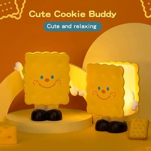 Creative Biscuit Cookie Warm Night <b>Light</b> Battery Powered Portable Eye Caring Cute Bedroom <b>Sleep</b> Home Use Children's Gift - Product Image 1