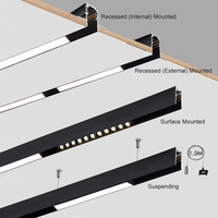 18W DC48V Lumière sur rail LED moderne Projecteur de calandre linéaire Surface de plafond encastrée suspendue avec aimant Corps en aluminium