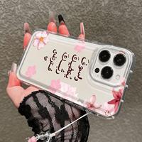 Coque de téléphone portable tendance à fleurs roses pour iPhone 14 15 Plus 16 17 18 Pro Max, antichoc, transparente, coque arrière