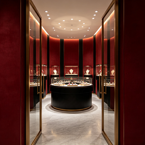 Boutique de bijoux de luxe Bourgogne, design d'intérieur, vitrine de présentation de bijoux sur mesure, solution complète pour la boutique - Product Image 1