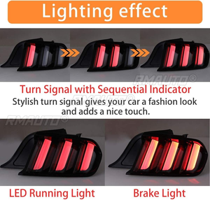 Feux arrière version US pour Ford Mustang 2015-2020, 5 modes, entièrement LED dynamiques, lentille fumée, feu stop, clignotant, ensemble complet - Product Image 3