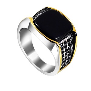 Anillos de Moda Hip <span class=keywords><strong>Hop</strong></span> con Geometría Cuadrada en Color Plateado, Elegantes Anillos de Metal con Incrustaciones de Piedras Blancas y Negras - Product Image 5