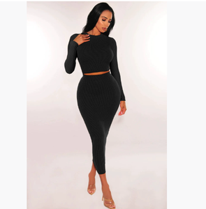 ชุดกระโปรง2ชิ้นรัดรูปเอวสูงสำหรับผู้หญิงเสื้อผ้าฤดูใบไม้ร่วง - Product Image 2