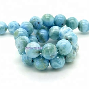 Larimar forma redonda Bella Durmiente cuentas lisas piedras preciosas sueltas que hacen collar de joyería precio al por mayor por gramo Natural AAA - Product Image 4