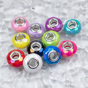 Perles en lucite de 15 mm, marbrées UV solides, surface taillée, brillance élevée, forme irrégulière, couleurs mélangées, pour bracelet, collier, chaîne de téléphone portable, bricolage - Product Image 1