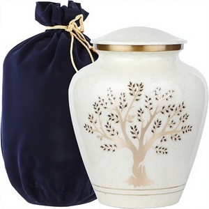 White Cremation <b>Urn</b> with Tree Design for Adult Ashes Memorial Funeral <b>Urn</b> <b>Large</b> Size Cremation Memorial <b>Urn</b> With Metal Lid - Product Image 1