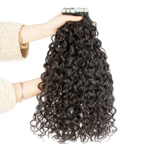 Vente en gros de bandes ondulées pour Extensions de cheveux, 100 cheveux humains bruts bouclés