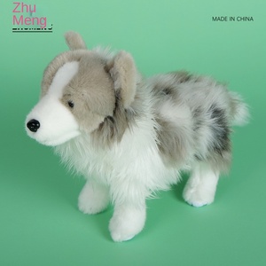 Cadeau de compagnie transfrontalier pour la guérison, cadeau d'anniversaire pour enfants, poupée en peluche chien <span class=keywords><strong>berger</strong></span> australien gris et blanc, jouet en coton PP - Product Image 1