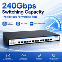 12 Port 10G SFP+ L3 Managed Switch dengan VLAN QoS ACL SNMP ERPS OSPF Rak-mount