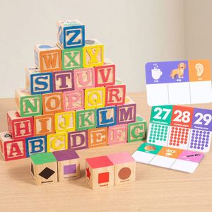 Baby Safe Wooden Abc Counting <b>Building</b> Animal Fruit Learning 30Pcs Alphabet Number Letters Stacking <b>Blocks</b> - Product Image 1