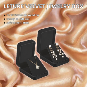 Coffret à bijoux en velours noir, boîte de présentation à couvercle rabattable pour colliers et boucles d'oreilles, boîte cadeau de luxe pour le rangement des bijoux - Product Image 2