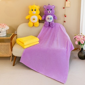 Одеяло 2-в-1 с радужным медведем, одеяло для кондиционирования воздуха, плюшевая игрушка для детей, хлопковая сетка двойного назначения для снятия стресса - Product Image 4