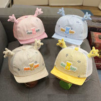 Gorra de malla con antenas de jirafa para bebé, gorra de camionero transpirable con orejas de dibujos animados en 3D para niños, gorra de sol de ala suave para niños pequeños