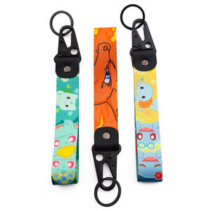 Logotipo personalizado impresso poliéster chaveiro correia de pulso curto com serigrafia e gancho acessório - Product Image 4