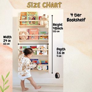 202408 <span class=keywords><strong>livre</strong></span> organisateur fait à la main en bois massif mural <span class=keywords><strong>Montessori</strong></span> enfants étagère 4 niveaux <span class=keywords><strong>livre</strong></span> affichage pour enfants chambre - Product Image 3