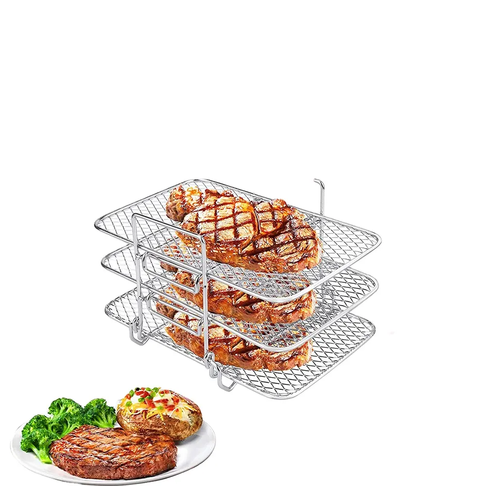 Multilayer stainless steel grill, Air Fryer stainless steel multi-layer rectangular stackable dehydration rack