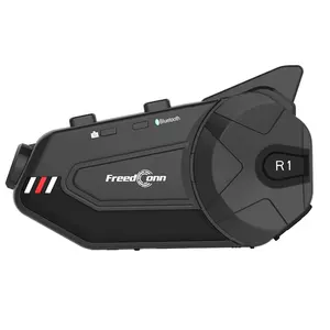 FreedConn R1 PLUS interkom helm sepeda motor, Headset Bluetooth 6 pengendara 1000 meter dengan kamera HD 1080P Grup