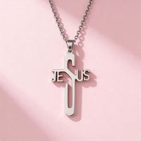 Collier pendentif croix de Jésus en acier inoxydable plaqué or, chaîne religieuse chrétienne catholique pour femmes et hommes
