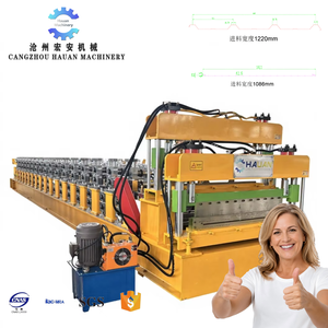 เครื่องขึ้นรูปกระเบื้อง Hauan Machinery ขนาด 1220 มม. ความกว้างการป้อนวัสดุ 0.3-1.0 มม. สำหรับหลังคา ใช้มอเตอร์ 380V ควบคุมด้วย PLC - Product Image 1
