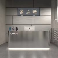 Vente directe d'usine, comptoir de réception en bois, comptoir de réception pour spa, salon, magasin de vêtements, table de caisse avec éclairage LED