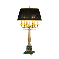 Lampe de table style européen pour chambre à coucher de luxe lampe de chevet rétro malachite en laiton doré