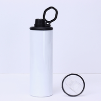 Botella de agua de sublimación 20 oz doble pared de acero inoxidable sublimación recta espacios en blanco 20 oz vaso con pajita al por mayor a granel