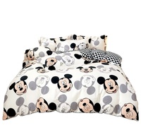 Tissu imprimé de dessins animés en stock 100% tissu uni satiné en coton pour enfants en gros bon marché