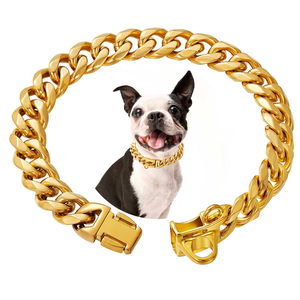 Juego de Placas de Identificación Personalizadas de Lujo para Perros, con Diseño a Cuadros, Collar American Pitbull Cuban Link, Cierre de Hebilla, Acero Inoxidable, Oro Rosa - Product Image 1
