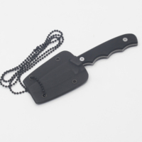 Petit couteau de survie noir pour le camping en plein air, mini couteau de cou avec étui Kydex