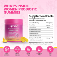 Gommes probiotiques féminins avec orme glissant soutient l'équilibre du pH santé intestinale et système immunitaire promouvoir la santé vaginale pour les femmes